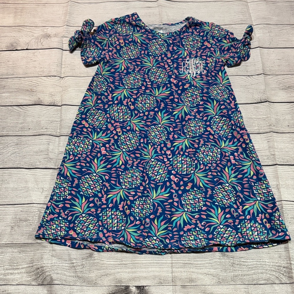 Marleylilly Floral Blue & Pink Dress Monogrammed aWr size Medium